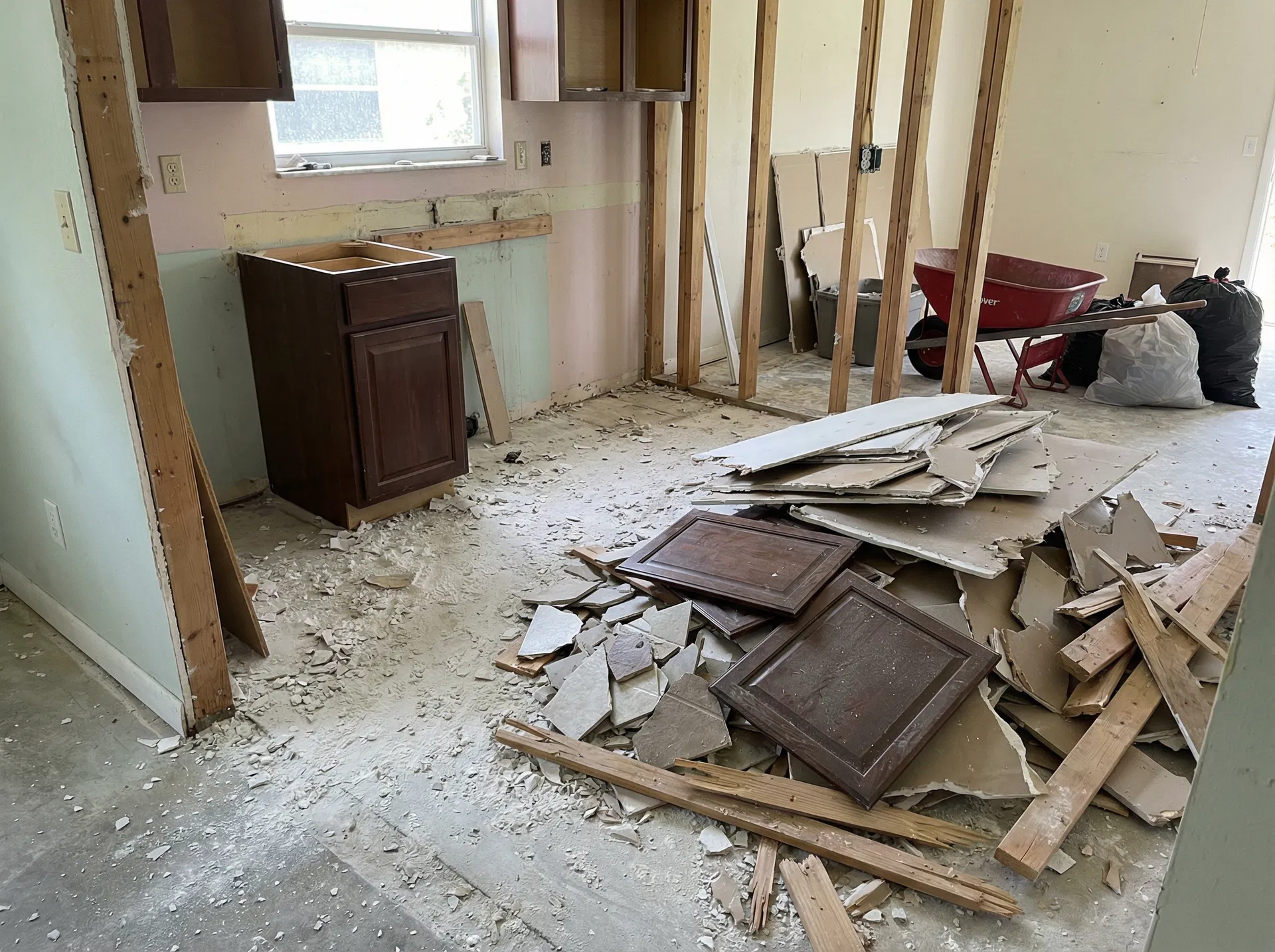 Renovation debris prepared for a construction-debris removal estimate