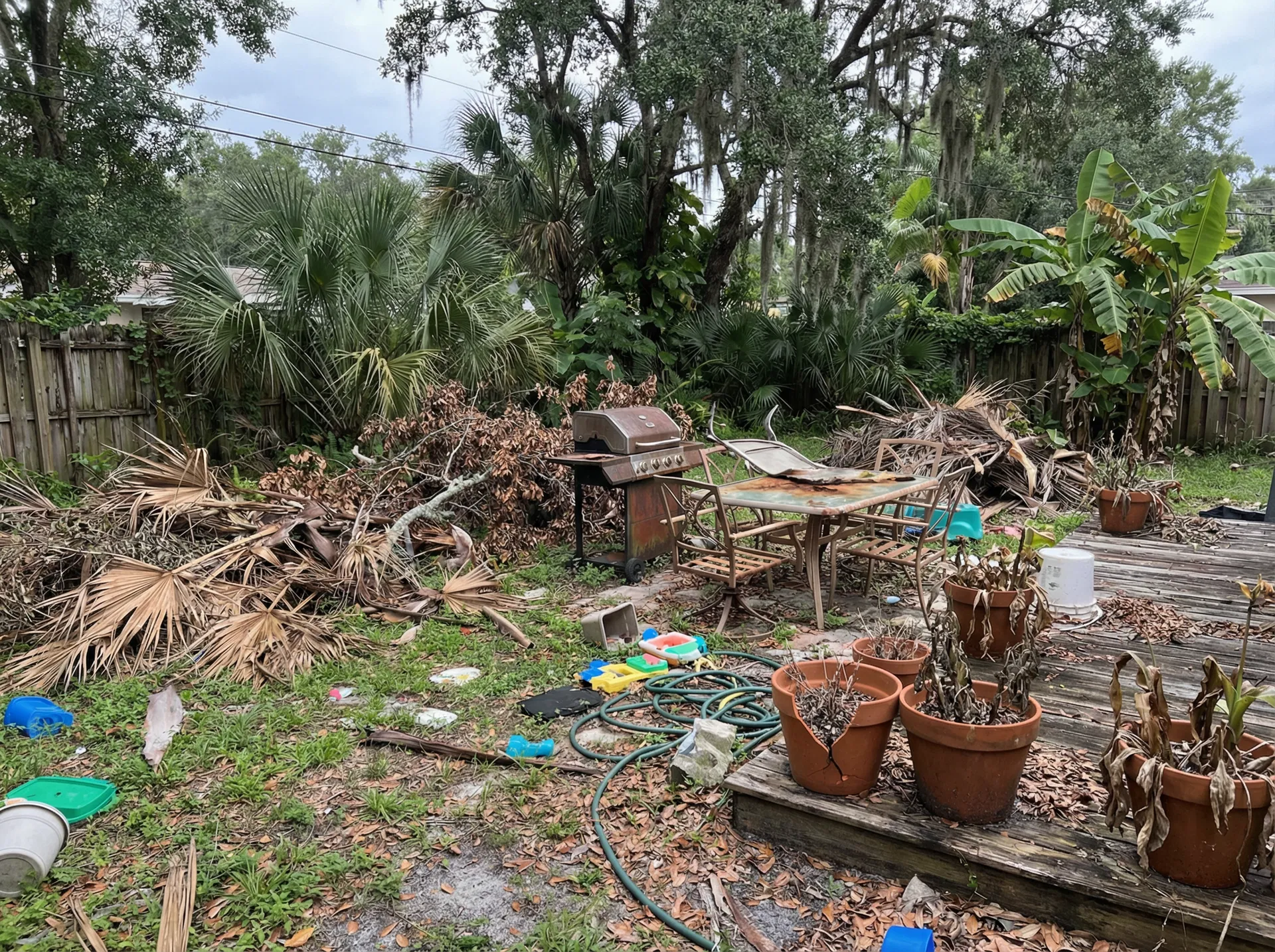 Yard debris prepared for an Orlando removal estimate