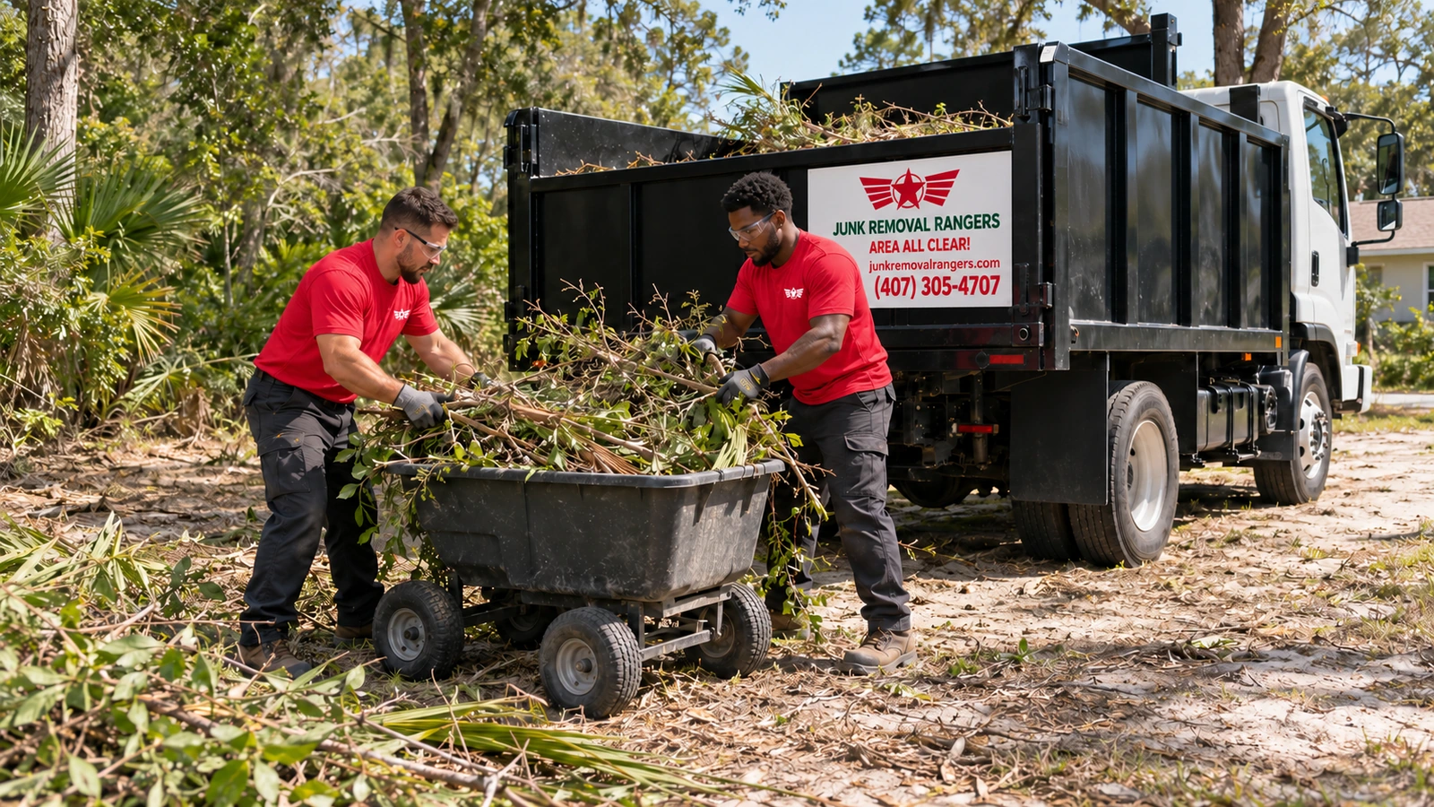 Illustration of brush and undergrowth removal from an Orlando lot.