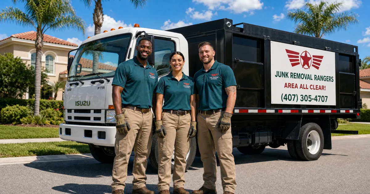 Equipo de Junk Removal Rangers listo para recoger sus artículos